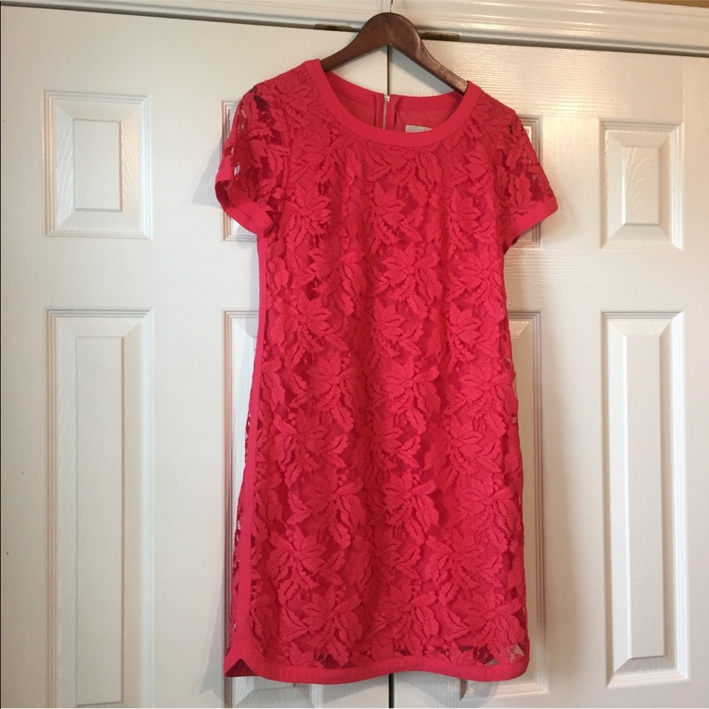 Donna Morgan coral lace dress